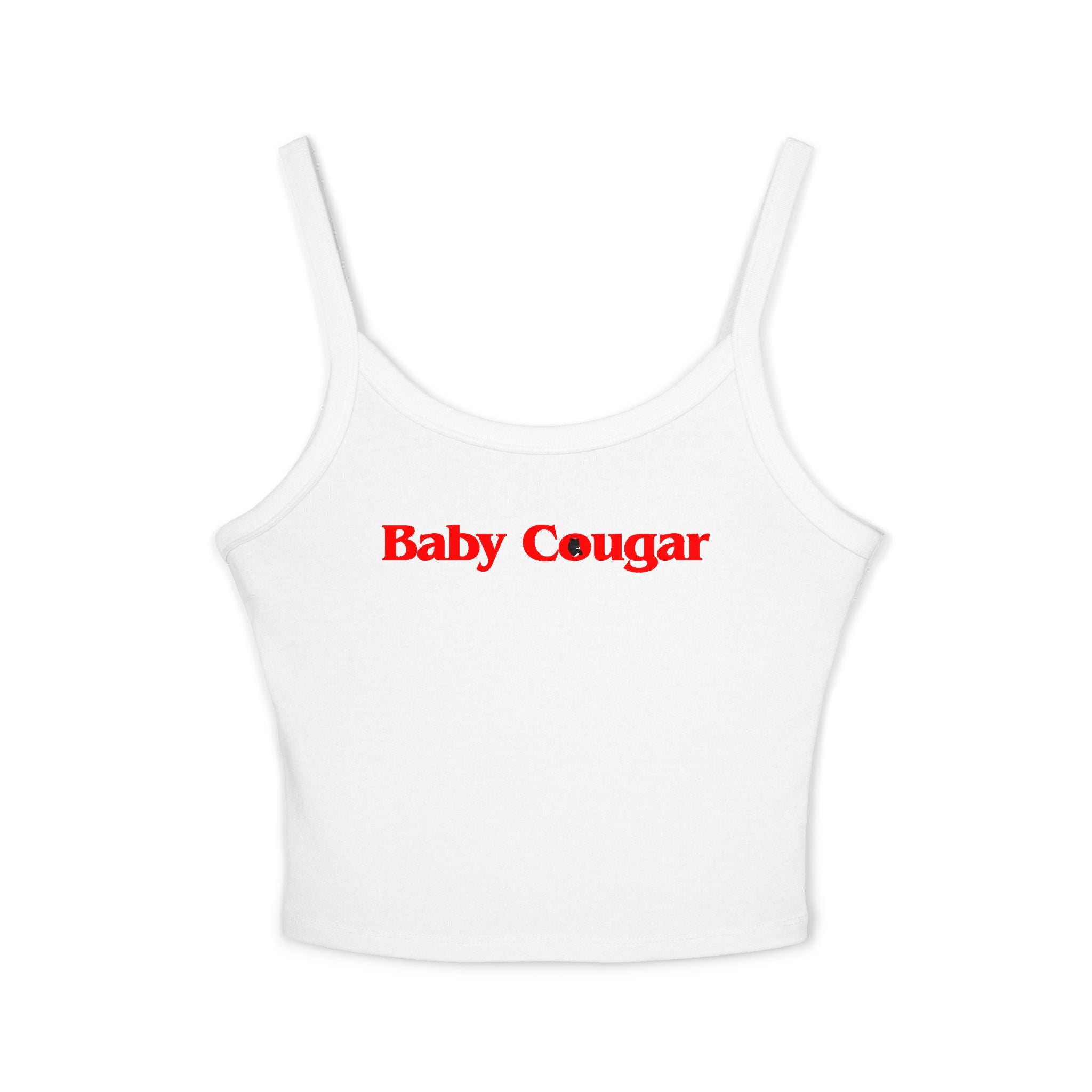 Spaghetti Strap Tank Top with 'Baby Cougar' Design | Cute Summer Top, Casual Wear, Party Outfit, Gift for Her, Trendy Apparel