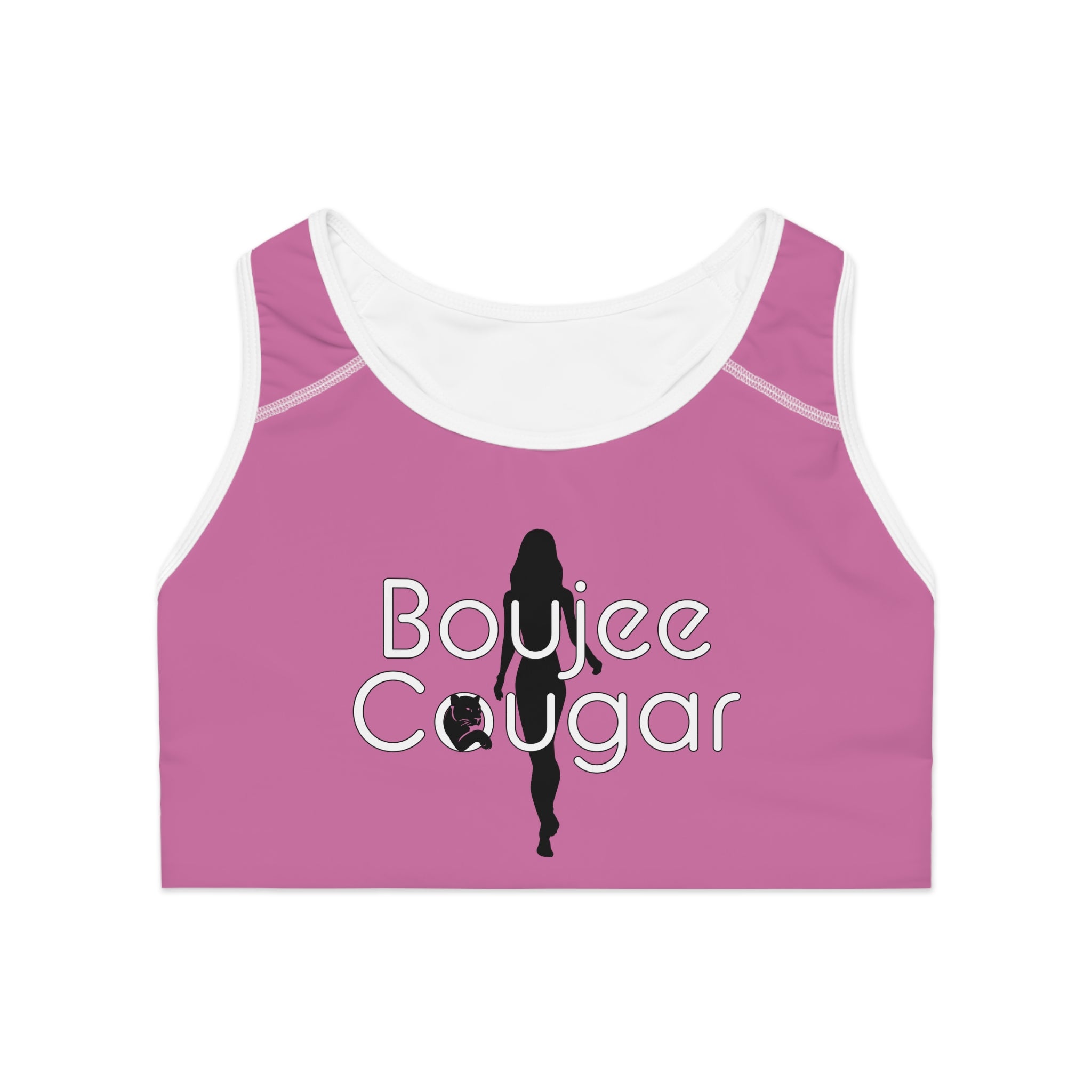 Trendy Sports Bra for Active Style, Workout Gear, Fitness Apparel, Cute Exercise Top, Boujee Cougar Design