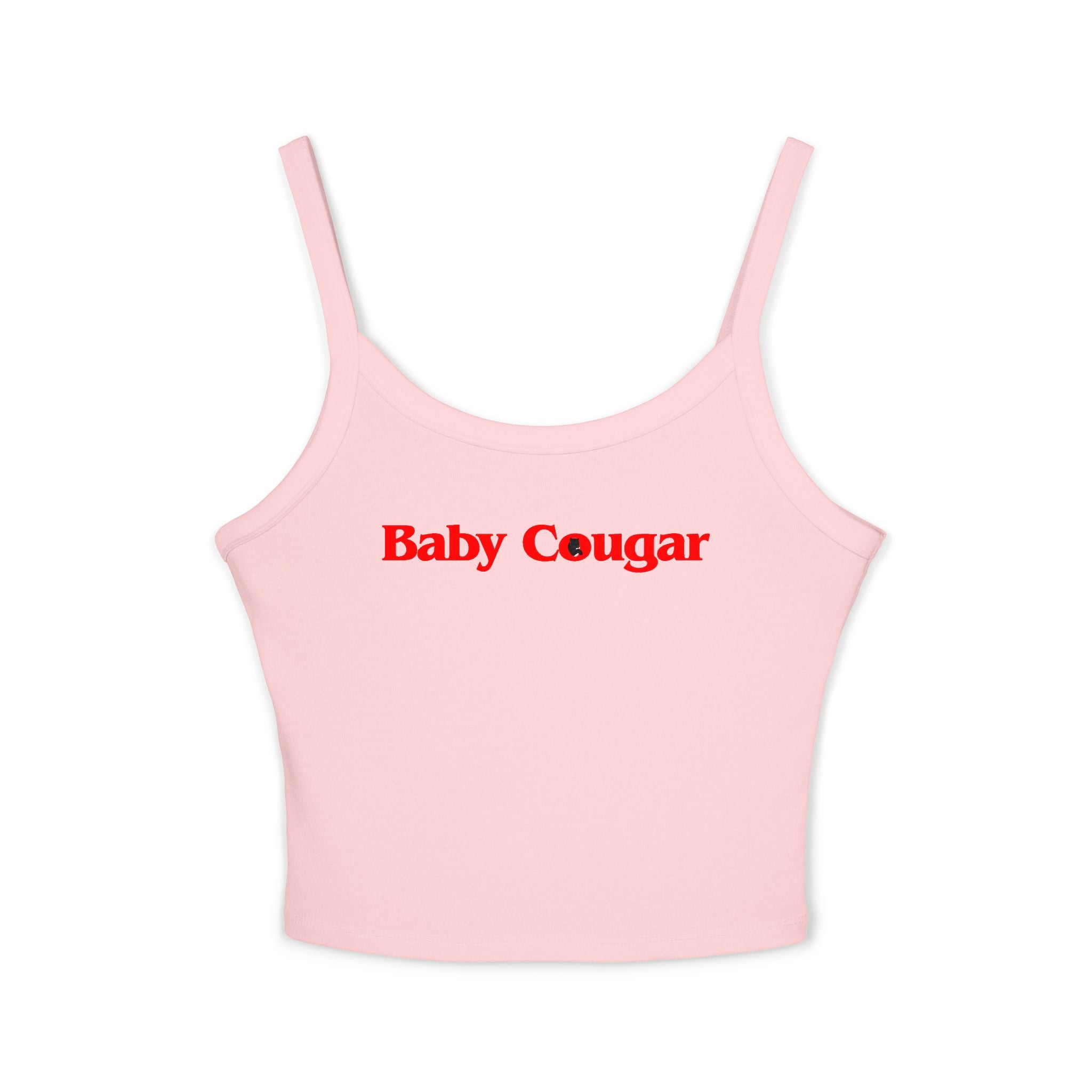 Trendy Women's Spaghetti Strap Tank Top - 'Baby Cougar' Graphic, Summer Wear, Casual Tops, Gift for Her, Party Outfit