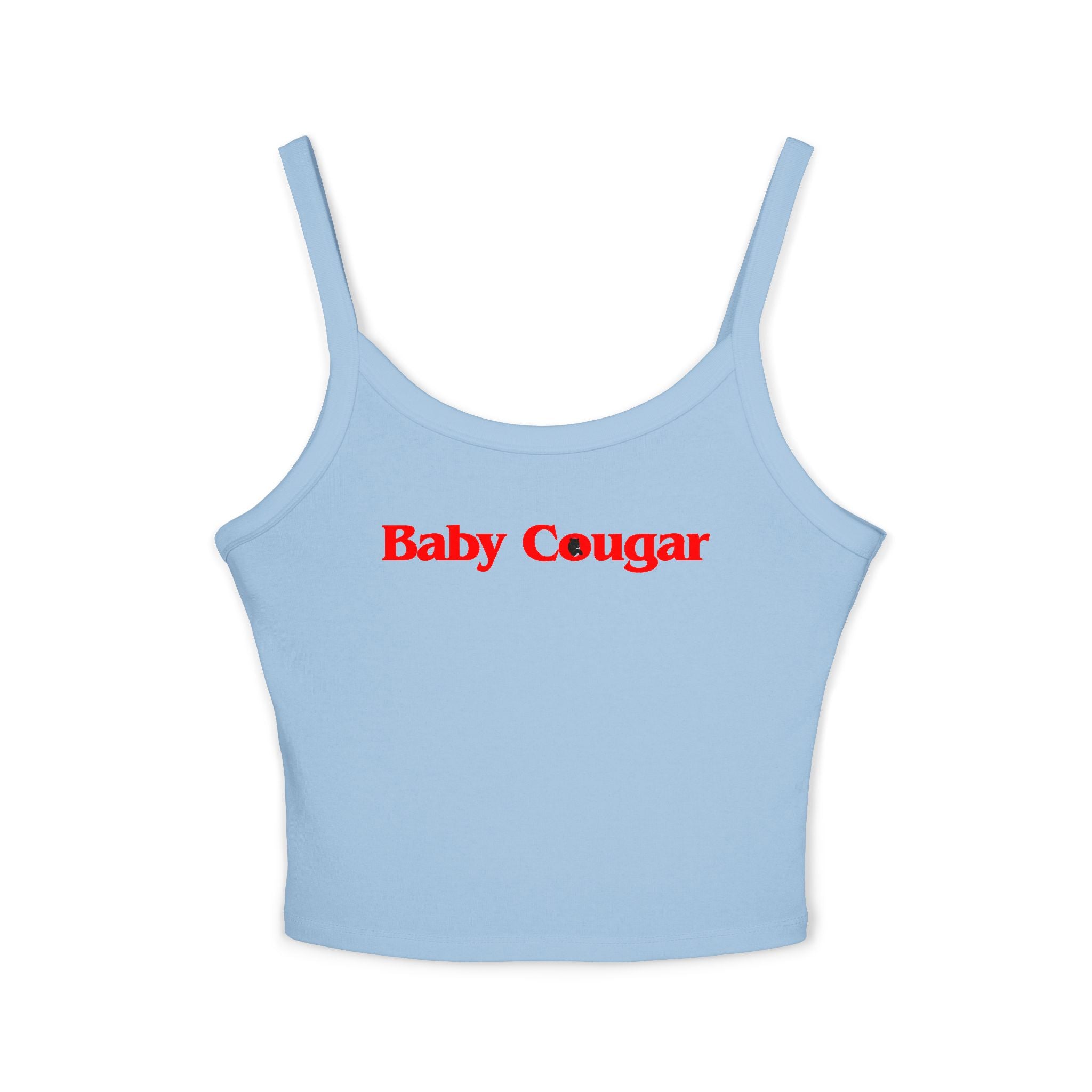 Trendy Women's Spaghetti Strap Tank Top - 'Baby Cougar' Graphic, Summer Wear, Casual Tops, Gift for Her, Party Outfit
